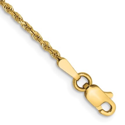 14K 1.5mm Diamond-cut Rope with Lobster Clasp Anklet