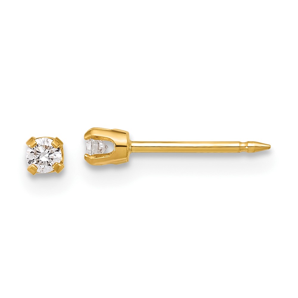 1013E-SP.jpg Inverness 14k Polished 2.4mm .10ct Lab Grown Diamond Short Post Piercing Earrings - Image 1