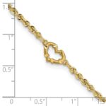 10k Diamond-cut Open Heart and Rope Chain Anklet - Image 2