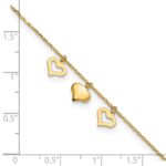 10k Polished Three Heart Dangles Plus Extender - Total Anklet - Image 5