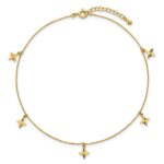 10k Polished Diamond-cut Star Dangles 5-Station Plus Extender - Total Anklet - Image 4