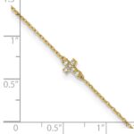 10k Polished CZ Cross Anklet - Image 5