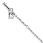 10k White Gold Heart and Key Dangle Plus Extender - Total Anklet