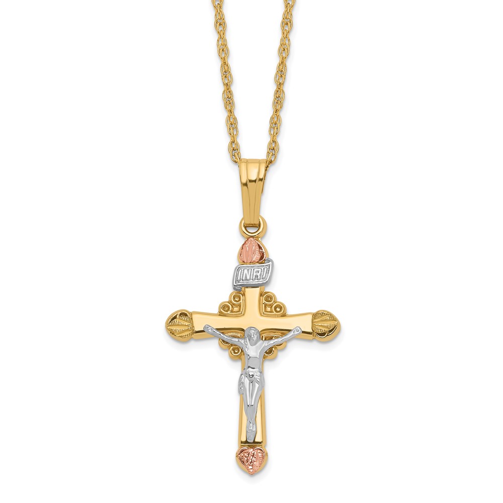 10BH691-18.jpg 10k & 14k Gold Filled w/ 12k Accents Cross Necklace - Image 1