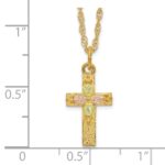 10k Tri-Color Black Hills Gold Cross Necklace - Image 3