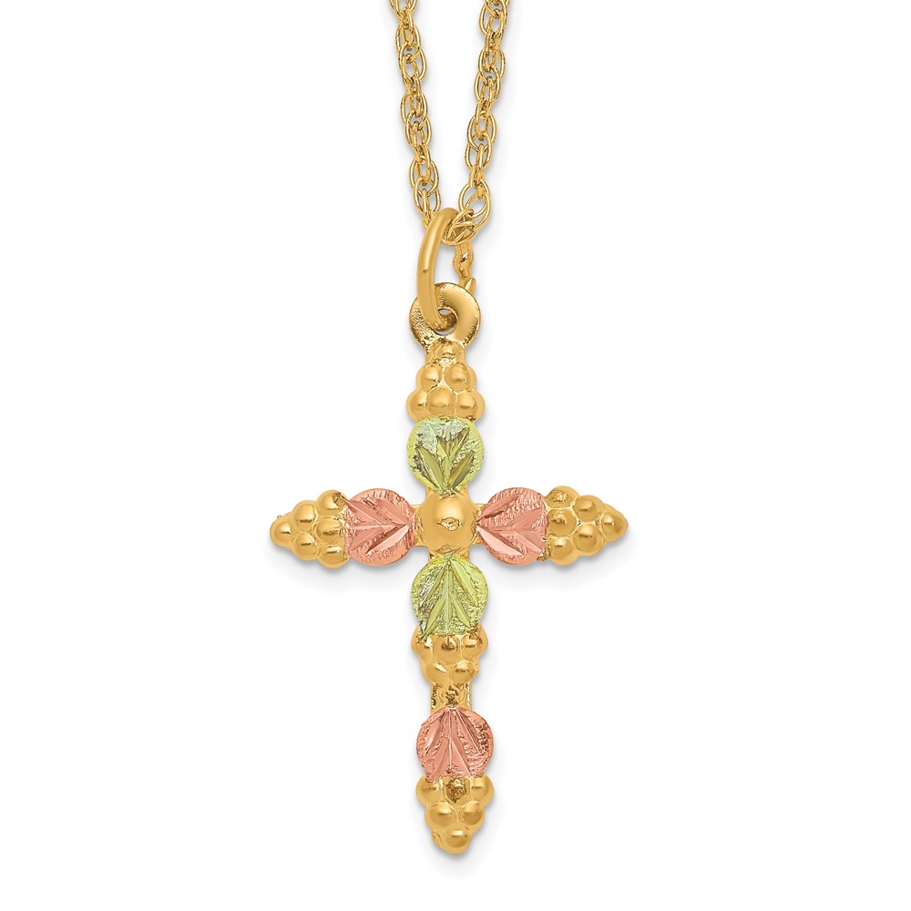 10BH704-18.jpg 10k Tri-Color Black Hills Gold Cross Necklace - Image 1