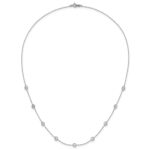 10K White Gold Polished CZ 9 Station Necklace - Image 5