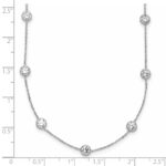 10K White Gold Polished CZ 9 Station Necklace - Image 4