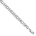 10k White Gold 6in 4.5mm Hollow Dia-cut Dbl Link Charm Bracelet