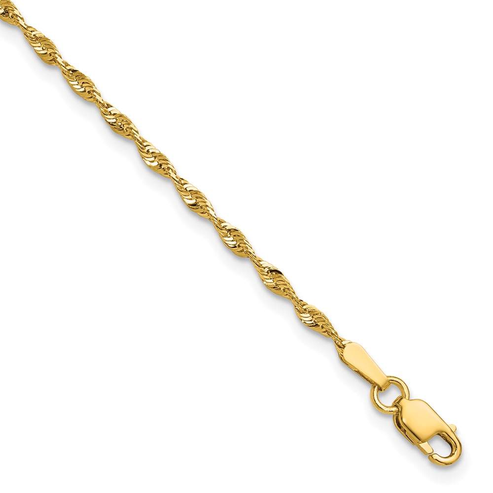 10EX014-7.jpg 10k 1.8mm Extra-Light D/C Rope Chain Anklet - Image 1