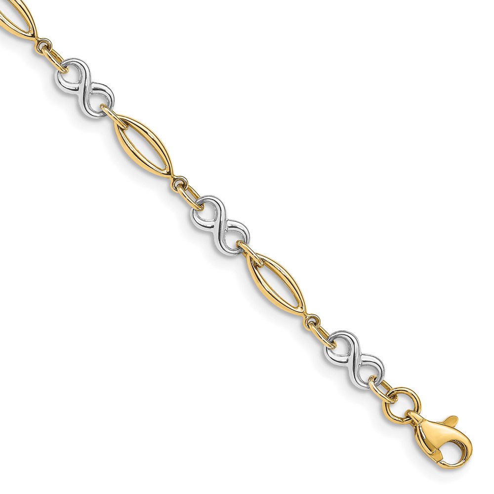10FB1486-7.5.jpg 10k Two-tone Polished Infinity Bracelet - Image 1