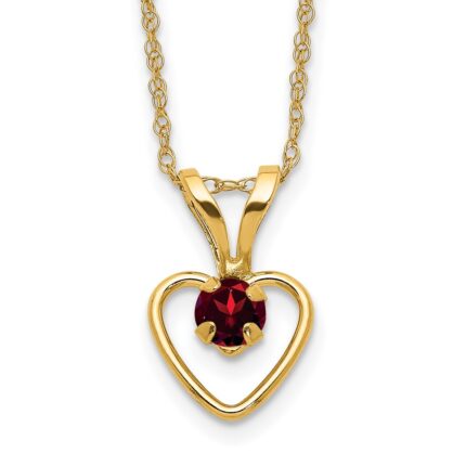 10k Madi K 3mm Garnet Heart Birthstone Necklace