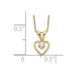10k Madi K 3mm White Zircon Heart Birthstone Necklace - Image 3