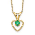 10k Madi K 3mm Emerald Heart Birthstone Necklace