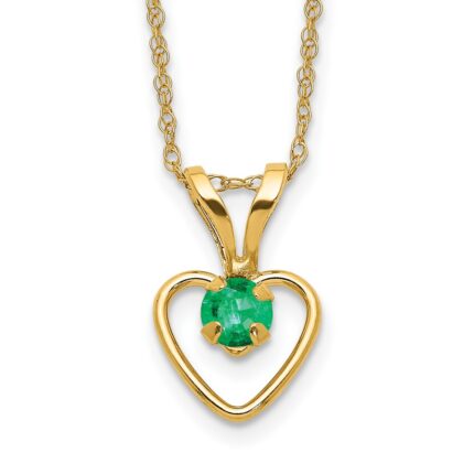 10k Madi K 3mm Emerald Heart Birthstone Necklace