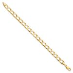 10k 7.4mm Satin & Diamond-cut Fancy Link Bracelet - Image 2