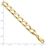 10k 7.4mm Satin & Diamond-cut Fancy Link Bracelet - Image 4