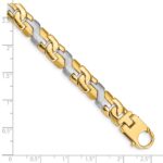 10k Two-tone 8.8mm Satin & Hand Polished Fancy Link Bracelet - Image 3