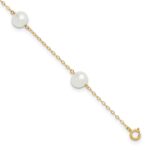 10k 7-8mm White Near Round Freshwater Cultured Pearl 5-station Anklet