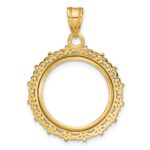 Wideband Distinguished Coin Jewelry 14k Polished Fancy 16.5mm Prong Coin Bezel Pendant