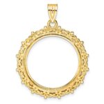 Wideband Distinguished Coin Jewelry 14k Polished Fancy 22.0mm Prong Coin Bezel Pendant - Image 3