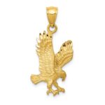 14K Satin Diamond-cut Eagle Pendant
