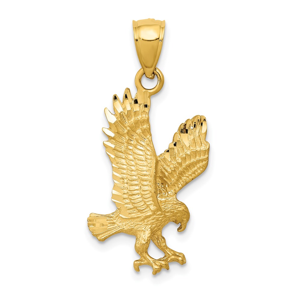 K3273-1.jpg 14K Satin Diamond-cut Eagle Pendant - Image 1