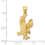 14K Satin Diamond-cut Eagle Pendant - Image 4