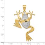14K and White Rhodium Large Diamond-cut Frog Pendant - Image 4
