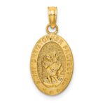 14k Polished Solid Saint Christopher Medal Oval Pendant