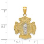 14k Two-tone Polished and Satin Solid Saint Florian Medal Pendant - Image 4
