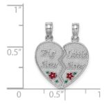14K White Gold Enameled BIG-LITTLE SISTER 2-Piece Break-Apart Heart Charm - Image 4