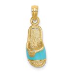 14k  3-D Aqua Enameled Summer Slipper Charm