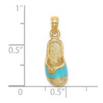 14k  3-D Aqua Enameled Summer Slipper Charm - Image 3