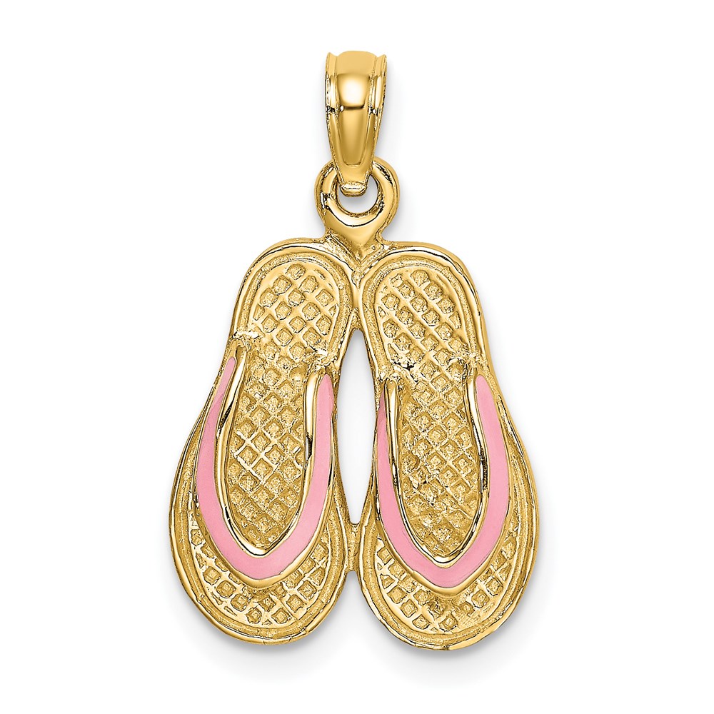 K6659-1.jpg 14k 3-D Pink Enameled Double Flip-Flop Charm - Image 1