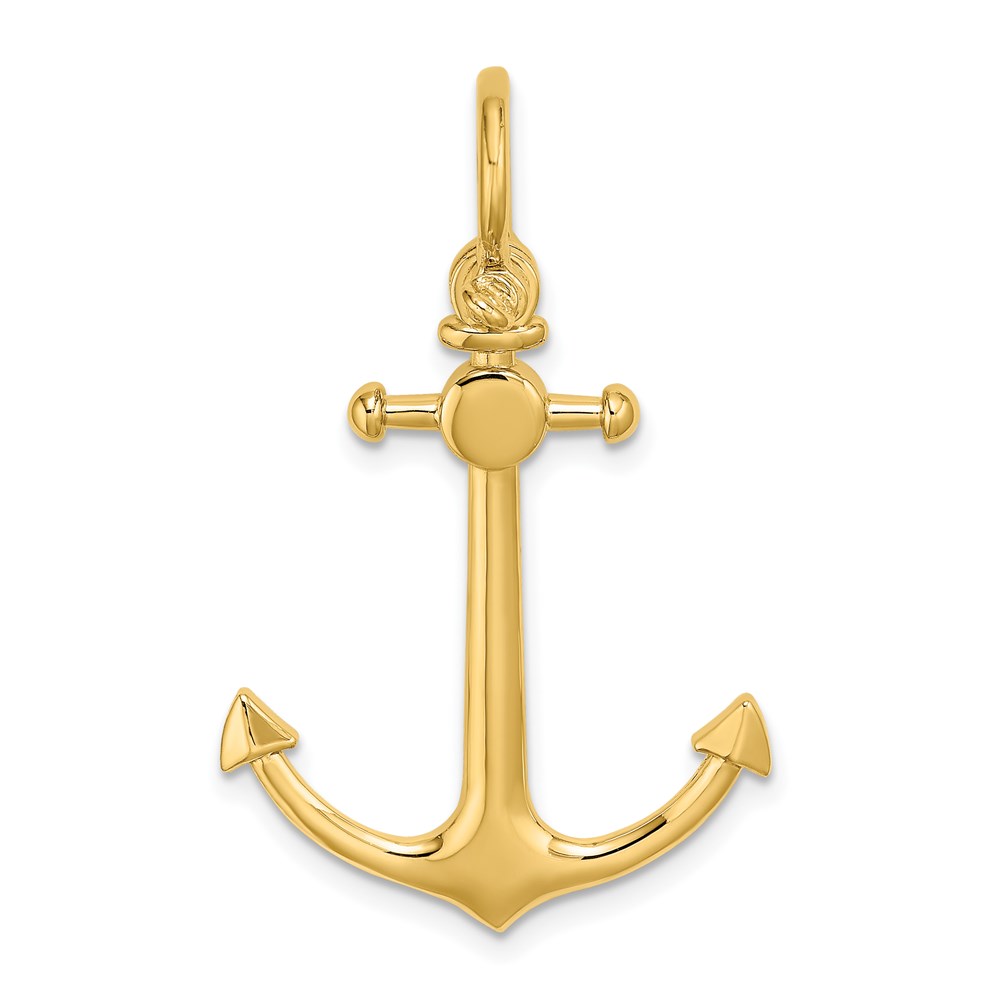 K7972-1.jpg 14K 3-D Anchor with Shackle Bail Charm - Image 1