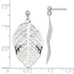 Sterling Silver Polished Leaf Post Dangle Earrings - Image 4