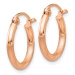 14k Rose Gold Lightweight Satin Diamond Cut Hoop Earrings - Image 2