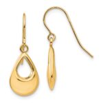 14k Teardrop Hollow Dangle Earrings