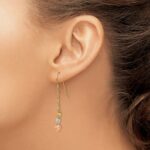 14K Tri-color w/Diamond-cut Beads Dangle Earrings - Image 3
