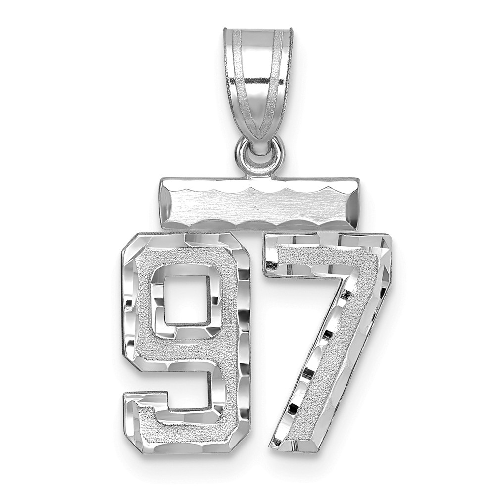 WSN97-1.jpg 14kw Small Brushed Diamond-cut Number 97 Charm - Image 1