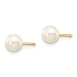 14k 5-6mm White Round Freshwater Cultured Pearl Stud Post Earrings - Image 2