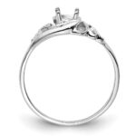 14k White Gold Polished .02ct. Diamond & 6x4 Oval Gemstone Ring Mounting - Image 2