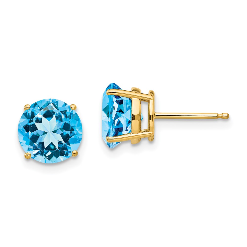 XE75BT-1.jpg 14k 8mm Blue Topaz Post Earrings - Image 1