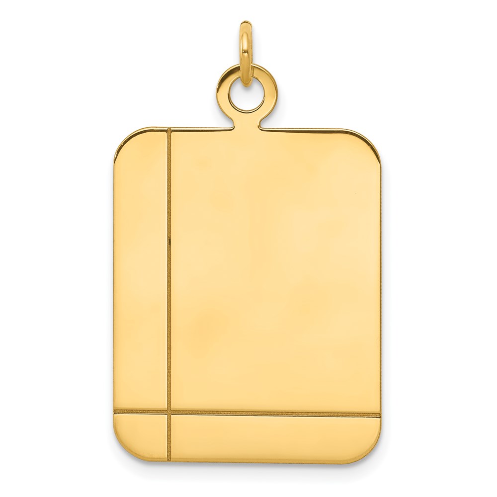 XM321-2.jpg 14k Plain with Etched Lines Rectangular .018 Gauge Engravable 30x20mm Disc Charm - Image 1