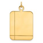 14k Plain with Etched Lines Rectangular .027 Gauge Engravable 30x20mm Disc Charm