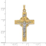 14k Two-tone Polished Solid Celtic INRI Crucifix Pendant - Image 3
