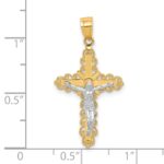 10K w/ Rhodium Filigree Crucifix Pendant - Image 3