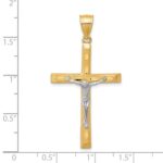 10K w/ Rhodium Diamond-Cut Crucifix Pendant - Image 4