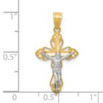 10K w/Rhodium Filigree Crucifix Pendant - Image 3